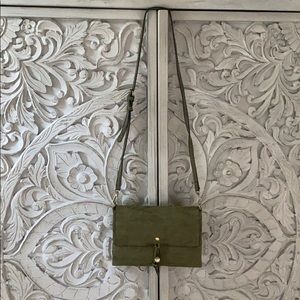 Francesca’s Olive Green Suede Crossbody Clutch